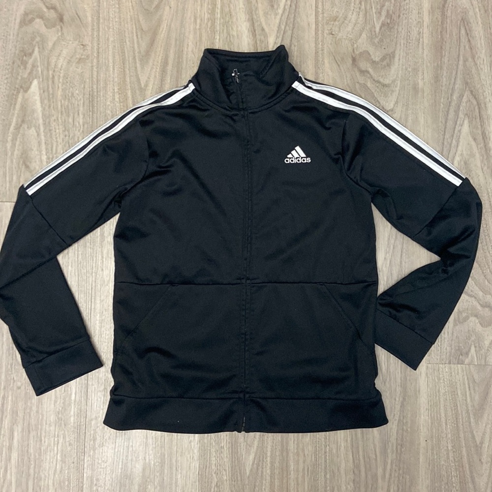 Adidas Track Jacket Black & White Boys 10-12